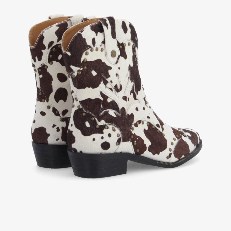 MAIA BOOTS W - PONY COW - MARRON/BLANC